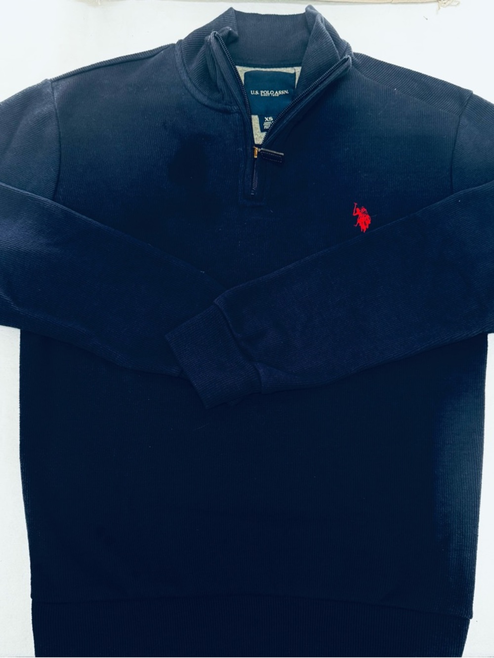 Ralph Lauren Navy Half-Zip Sweater with Red Pony